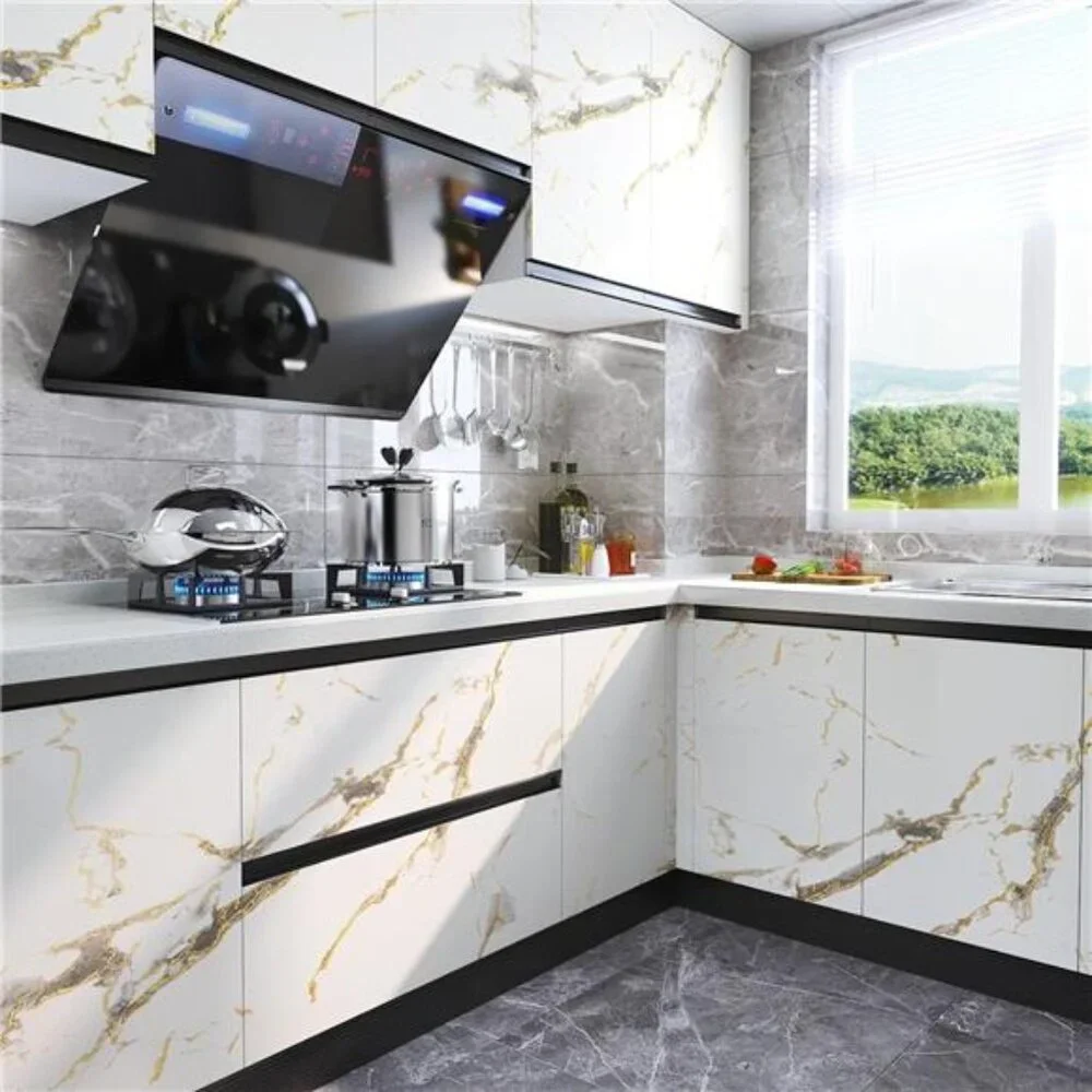 Wallpaper Thick White Marble Contact Paper Waterproof, 15.8